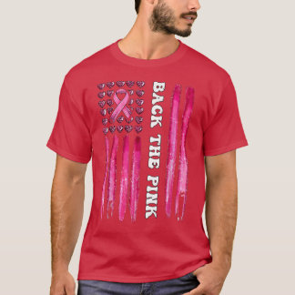 T-shirt Retour Drapeau rose Ruban rose Amérique du sein Ca