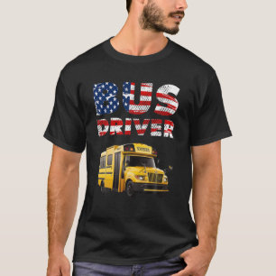 T-shirt Retour École Bus Drapeau École Bus American Fl