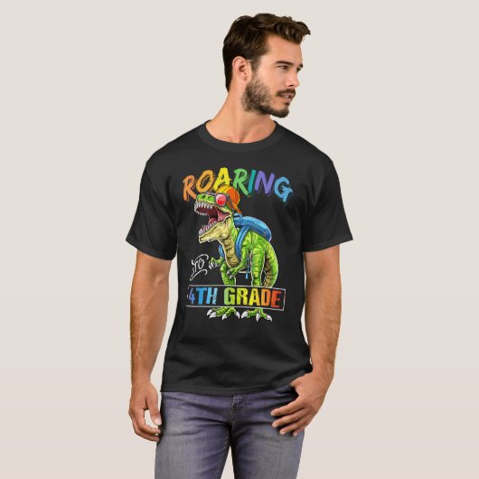 T-shirt Retour En 4E Classe Dinosaure Sac À Dos (Devant entier)