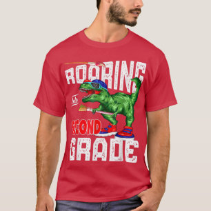 T-shirt Retour En Deuxième Année À L'École Dinosaure