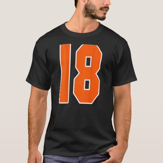 T-shirt Retour Imprimer Orange Sports Bloc Numéro 18 Pour (Devant)