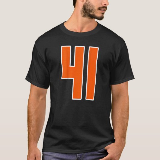T-shirt Retour Imprimer Orange Sports Bloc Numéro 41 Pour (Devant)