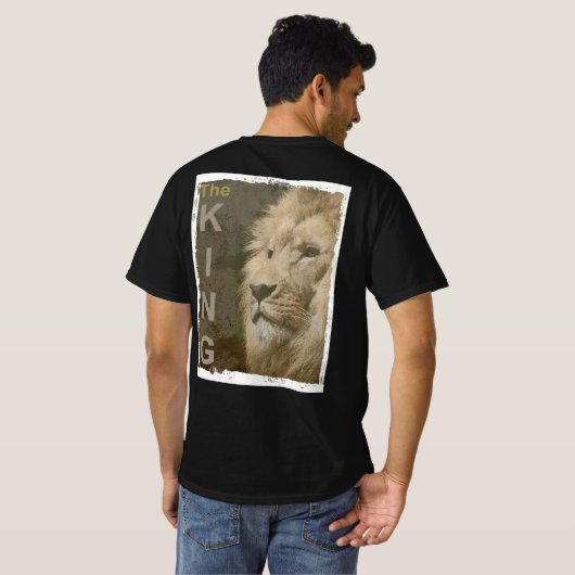 T-shirt Retour Imprimer Tendance Lion Face Mens Noir Moder (Dos entier)
