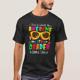 T-shirt Retourner À L'École 5E Année Super Cinquième Gras