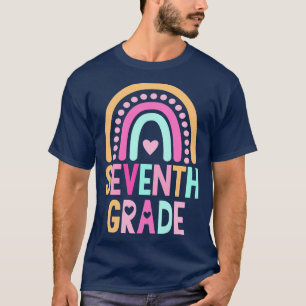 T-shirt Retourner à l'école septième année Rainbow Kids Wo