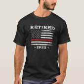 T-shirt Retraité 2022 Mince Red Line Flag Retire (Devant)
