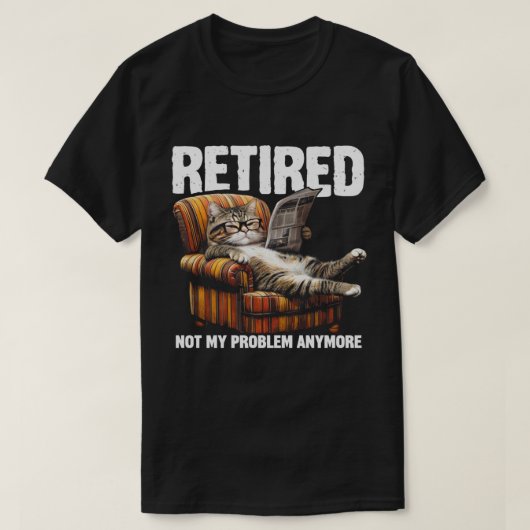 T-shirt Retraité 2025 Pas mon problème Plus drôle Chat (Design devant)