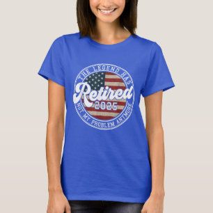 T-shirt Retraité 2025 Retraite Hommes Femmes Rétro Drapeau