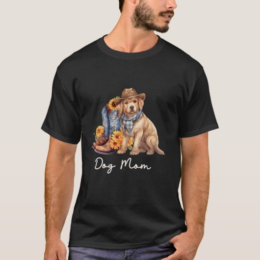 T-shirt Retriever Chien Chaussures Cowboy casquette Tourne (Devant)