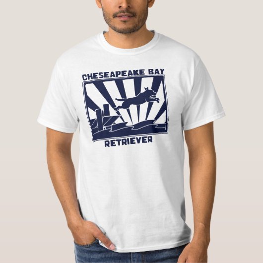T-shirt Retriever de la Baie de Chesapeake sautant de dock (Devant)