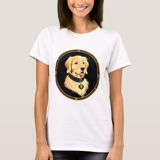 T-shirt Retriever doré avec collier élégant (Devant)
