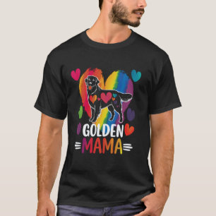 T-shirt Retriever doré Coloré avec un grand Cœur - Doré 
