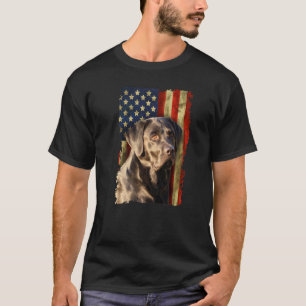 T-shirt Retriever du Labrador noir drapeau Usa Lab noir