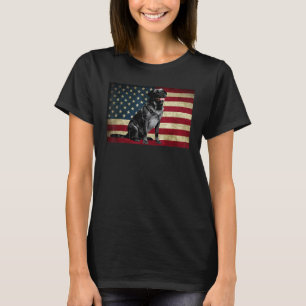 T-shirt Retriever Labrador noir labra drapeau américain An