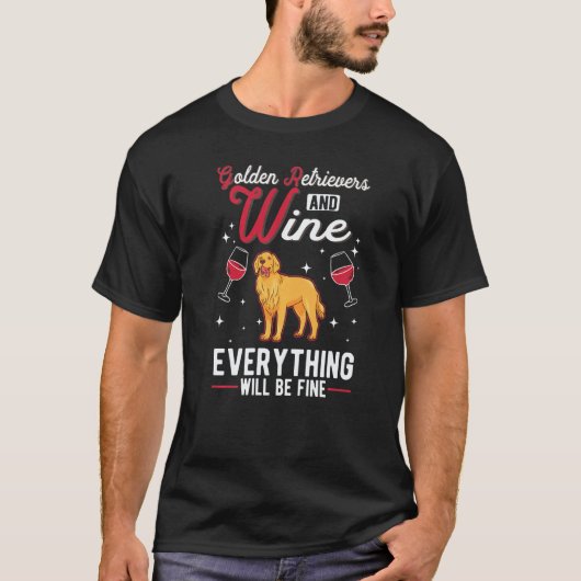 T-shirt Retrievers dorés drôles et vin (Devant)