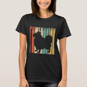 T-shirt Rétro 1970 S Chien Poméranien Silhouette Cracked D