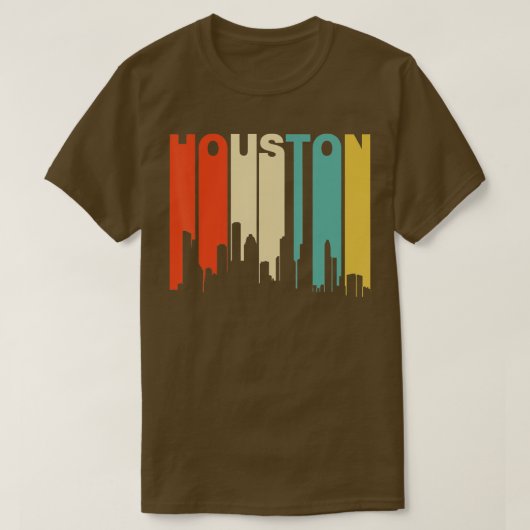 T-shirt Retro 1970 Style Houston Texas Skyline (Design devant)