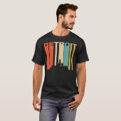 T-shirt Retro 1970'S Style Detroit Michigan Skyline (Devant entier)