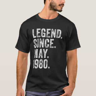 T-shirt Rétro 1980 Anniversaire Mai Born Légende depuis 19