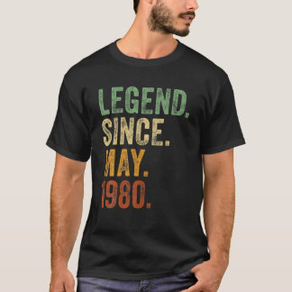 T-shirt Retro 1980 Birthday May Born Legend Since 1980