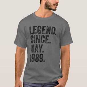 T-shirt Rétro 1989 Anniversaire Mai Born Légende depuis 19