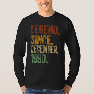 T-shirt Rétro 1990 Anniversaire Décembre Né Légende depuis