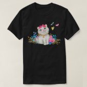 T-shirt Retro 1990s Tacky Cat Kitten and Butterflies (Design devant)