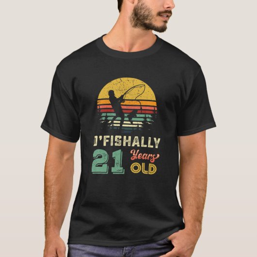 T-shirt Retro 21E Anniversaire Pêche Tourne 21 Pêcheur C (Devant)