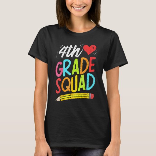 T-shirt Retro 4th Fourth Grade Squad Pencil Back To School (Devant)