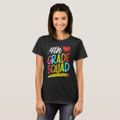 T-shirt Retro 4th Fourth Grade Squad Pencil Back To School (Devant entier)