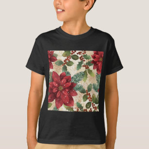 T-shirt Rétro 50 Poinsettia Rouge Vert Crème