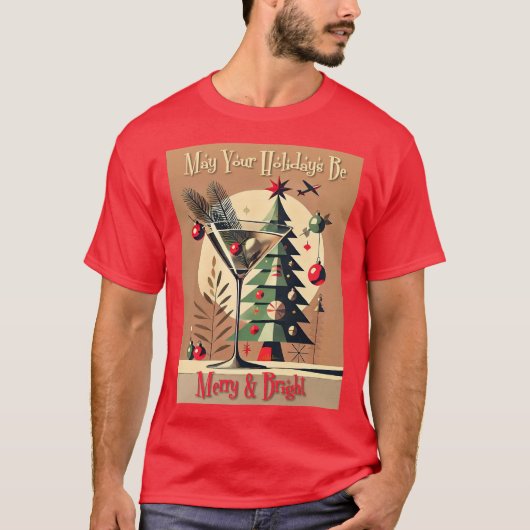 T-shirt Retro 50s Jet Set Christmas Tree Martini (Devant)