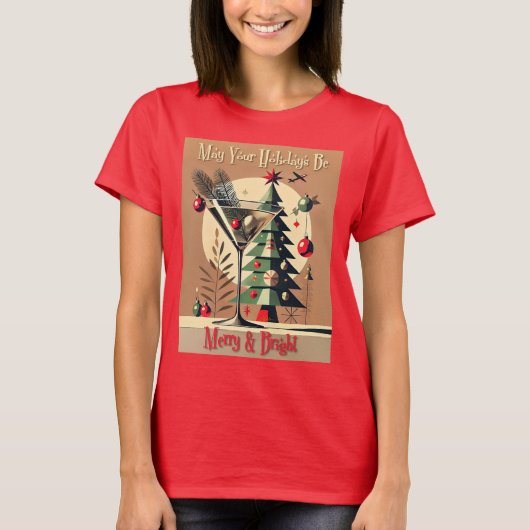 T-shirt Retro 50s Jet Set Christmas Tree Martini (Devant)