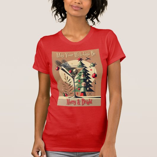 T-shirt Retro 50s Jet Set Christmas Tree Martini (Devant)