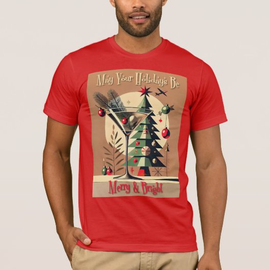 T-shirt Retro 50s Jet Set Christmas Tree Martini (Devant)