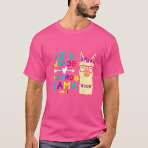 T-shirt Retro 5e grade No Prob Llama Cinquième premier jou