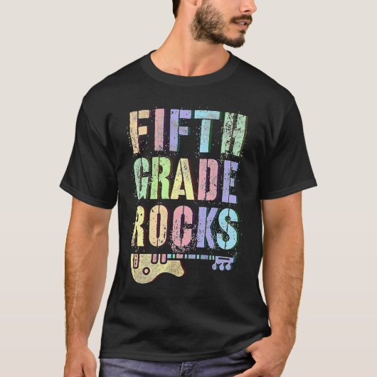 T-shirt Retro 5th GRADE ROCKS Teacher Rockstar Squad Fifth (Devant)