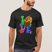 T-shirt Retro 60's 70's Flower Power Hippy Groovy Love Pea (Devant)