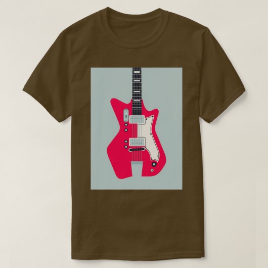 T-shirt Retro 60s Surf Rock Electric Guitare Grey (Design devant)