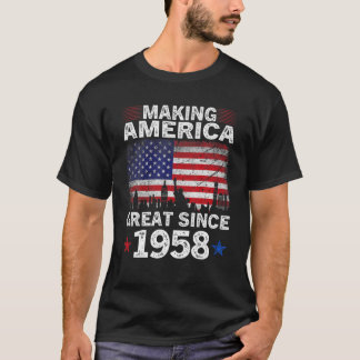 T-shirt Retro 64E Anniversaire USA Drapeau rendant l'Améri