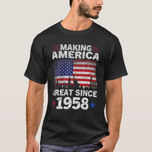 T-shirt Retro 64E Anniversaire USA Drapeau rendant l'Améri (Devant)