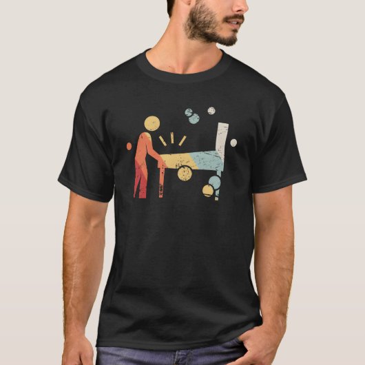 T-shirt Retro 70s Pinball Arcade Player family (Devant)