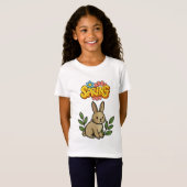 T-Shirt Retro 70s Spring Bunny Graphic Design (Devant entier)
