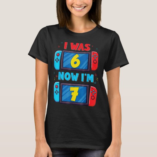 T-shirt Retro 7th Birthday Boy I Was 6 Now I'm 7 Year Old (Devant)