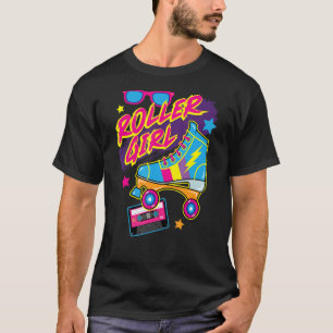 T-shirt Retro 80s Roller Girl Lunettes de soleil Musique C