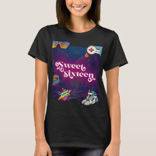 T-shirt Retro 80's Sweet 16 fête d'anniversaire