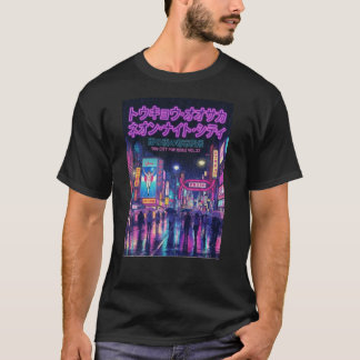 T-shirt Retro 90s City Pop Night: Neon Tokyo & Osaka Rain 