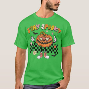 T-shirt Retro À damiers Citrouille Éffrayant Funny Hallowe