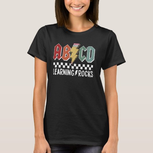 T-shirt Retro ABCD Learning Rocks Professeur Étudiant Reto (Devant)