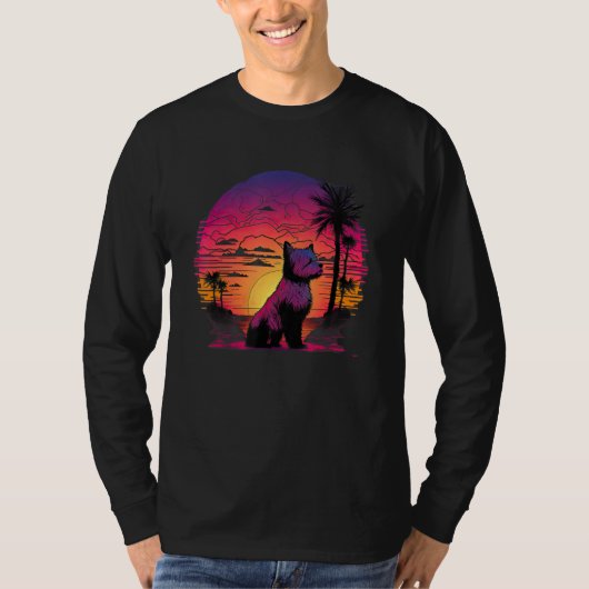 T-shirt Retro Aesthetic Westie dog_1 (Devant)